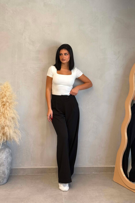 WIDE LEG ONE COLOR WOMAN TROUSERS BLACK/ E ZEZE - 2