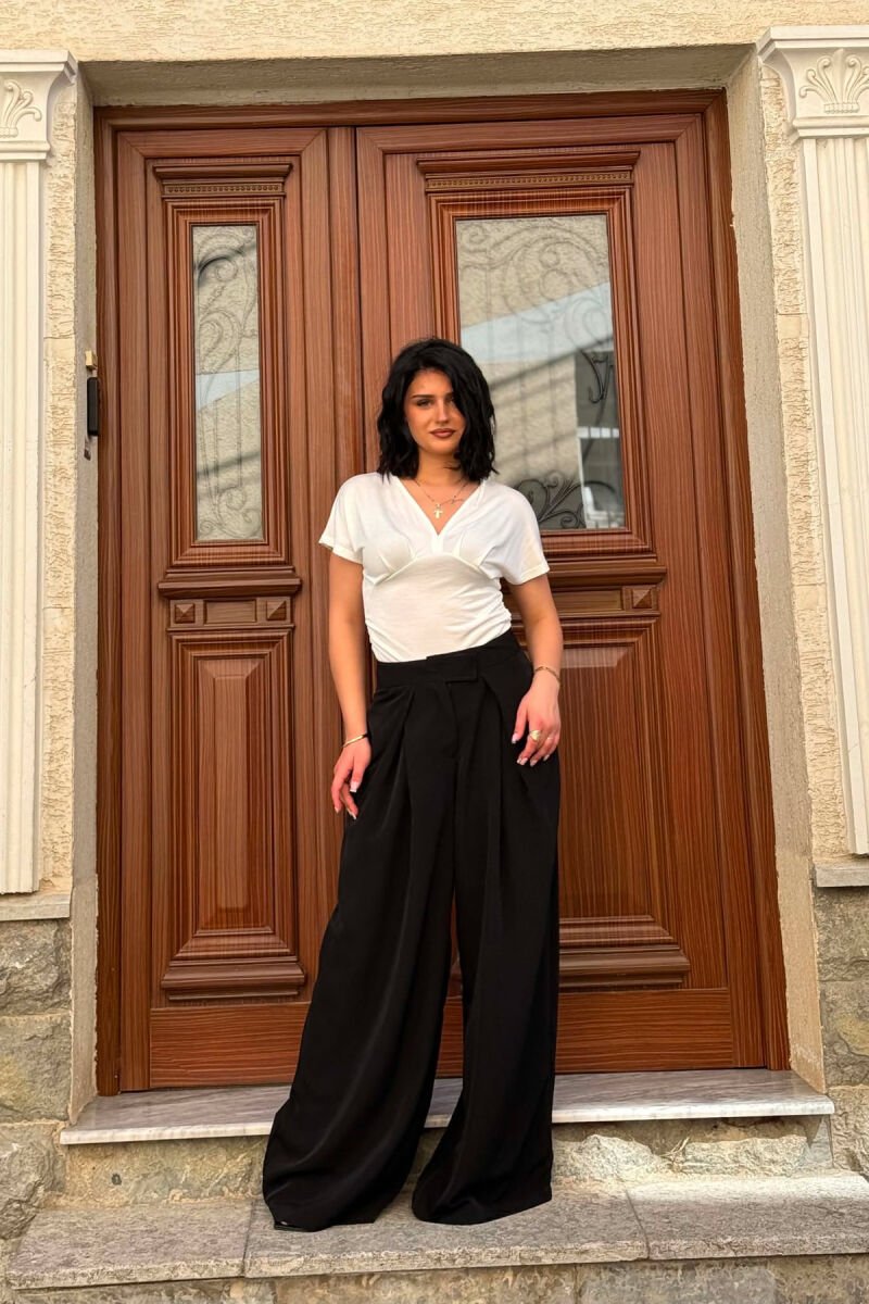 WIDE LEG ONE COLOR WOMAN TROUSERS BLACK/ E ZEZE - 1