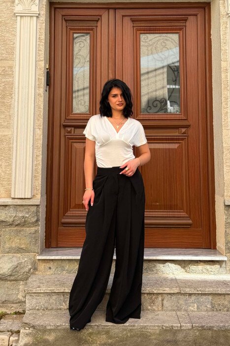 WIDE LEG ONE COLOR WOMAN TROUSERS BLACK/ E ZEZE - 2