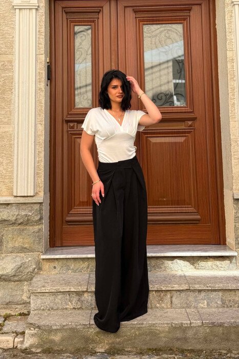 WIDE LEG ONE COLOR WOMAN TROUSERS BLACK/ E ZEZE - 3