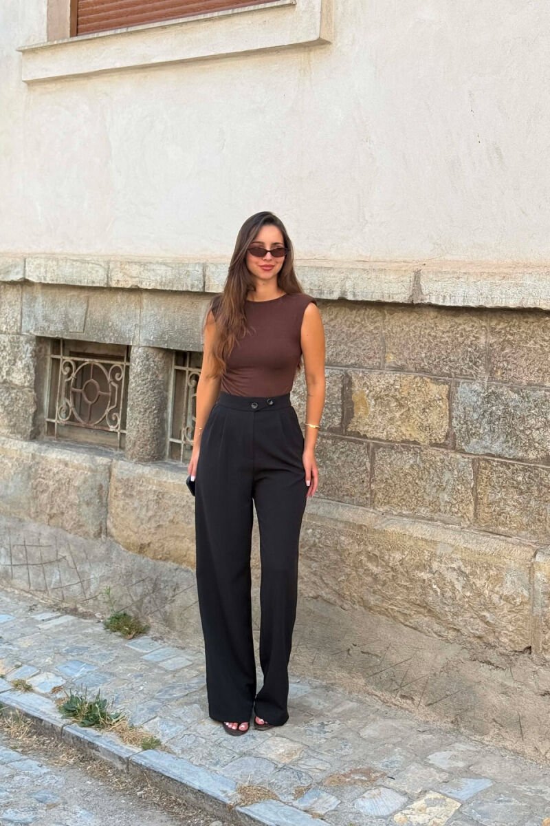 WIDE LEG ONE COLOR WOMAN TROUSERS BLACK/ E ZEZE - 4