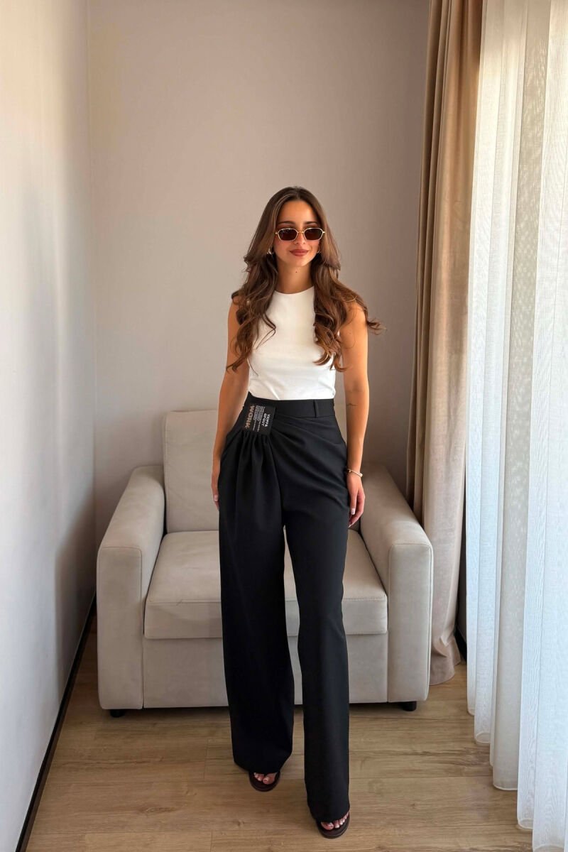 WIDE LEG ONE COLOR WOMAN TROUSERS BLACK/ E ZEZE - 2