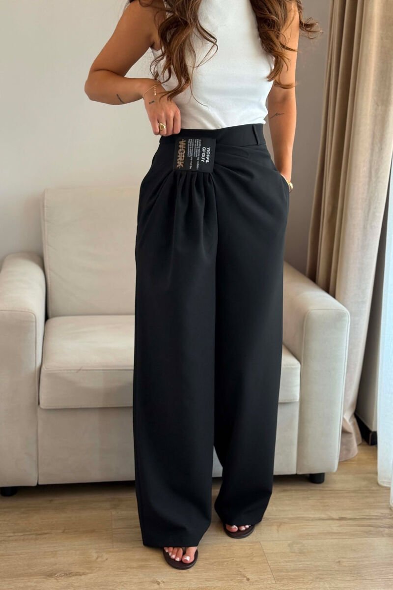 WIDE LEG ONE COLOR WOMAN TROUSERS BLACK/ E ZEZE - 3