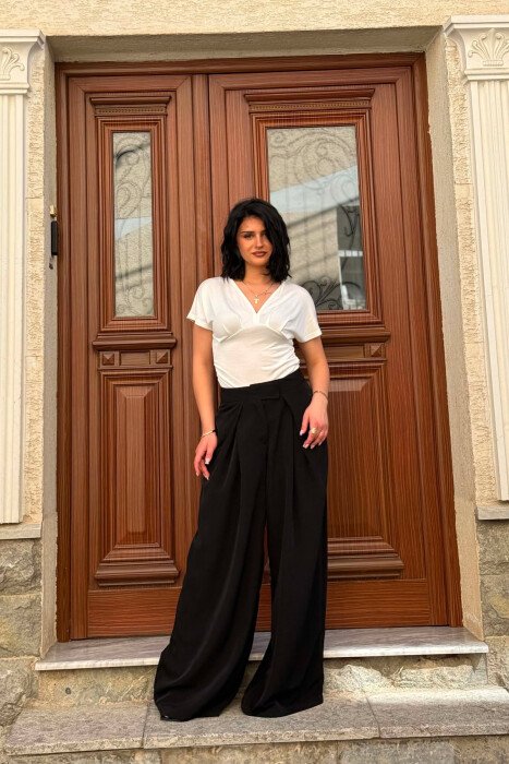 PANTALLONA TE GJERA NJE NGJYRESHE PER FEMRA NE NGJYRE TE ZEZE - KLAUDIO FASHION