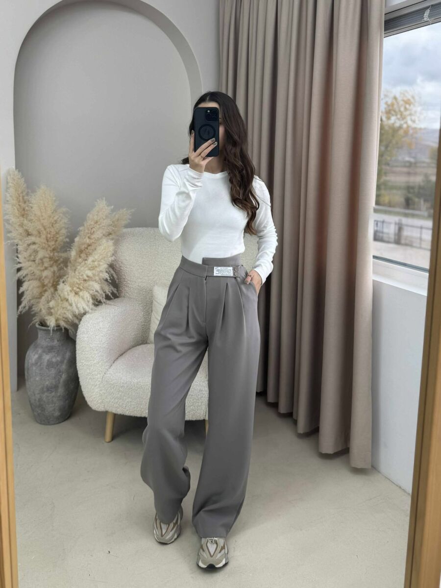 WIDE LEG ONE COLOR WOMAN TROUSERS GREY ASH/GRI HIRI - 2