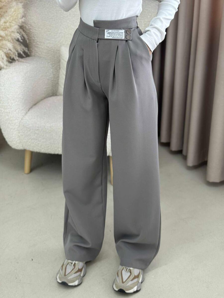 WIDE LEG ONE COLOR WOMAN TROUSERS GREY ASH/GRI HIRI - 1