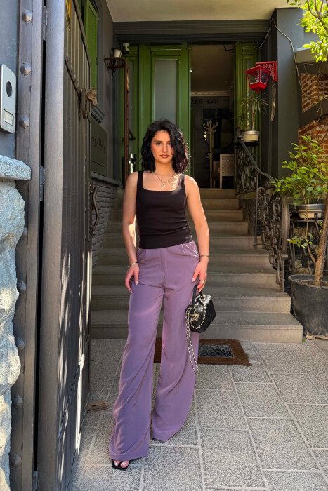 WIDE LEG ONE COLOR WOMAN TROUSERS LIGHT PURPLE/LEZB - 2