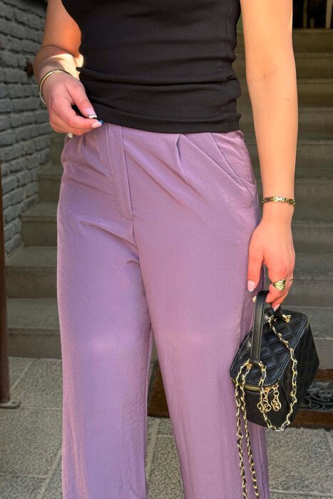 WIDE LEG ONE COLOR WOMAN TROUSERS LIGHT PURPLE/LEZB - 4