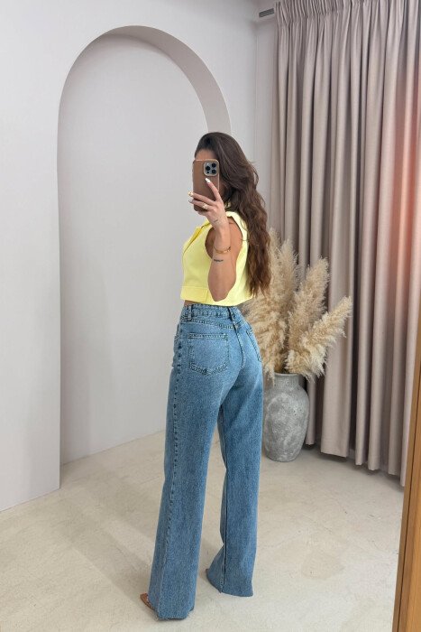 WIDE LEG ONE COLOR WOMEN JEANS BABY BLUE/BLU BY - 3