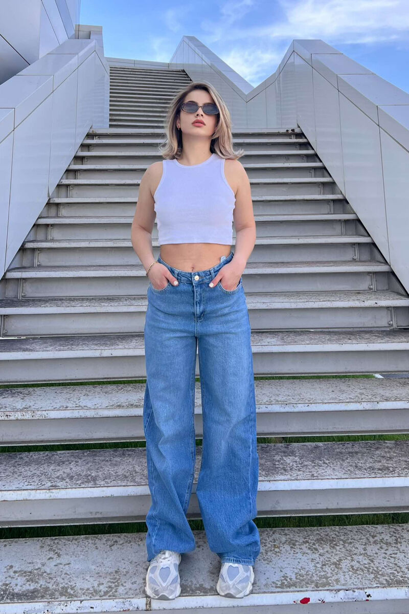 WIDE LEG ONE COLOR WOMEN JEANS BABY BLUE/BLU BY - 1