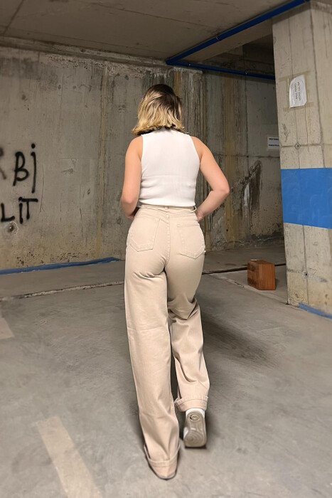 WIDE LEG ONE COLOR WOMEN JEANS BEIGE/BEZHE - 10
