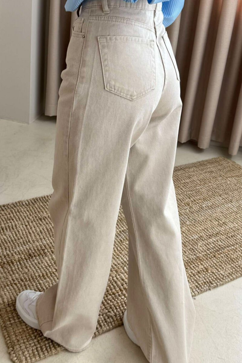 WIDE LEG ONE COLOR WOMEN JEANS BEIGE/BEZHE - 7