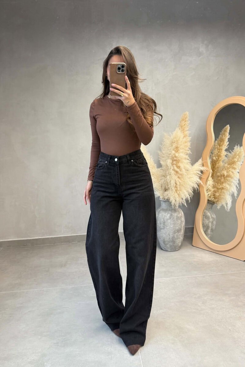 WIDE LEG ONE COLOR WOMEN JEANS BLACK/ E ZEZE - 1