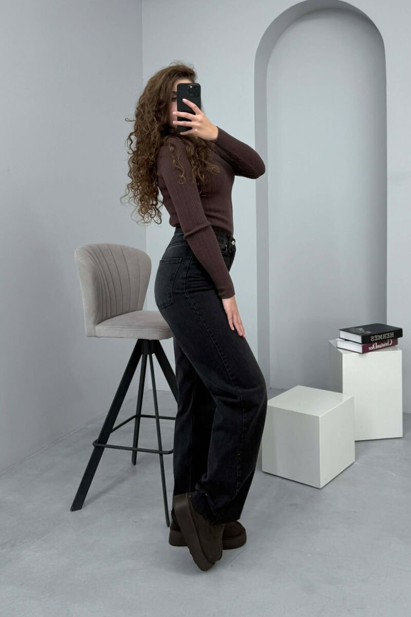 WIDE LEG ONE COLOR WOMEN JEANS BLACK/ E ZEZE - 3