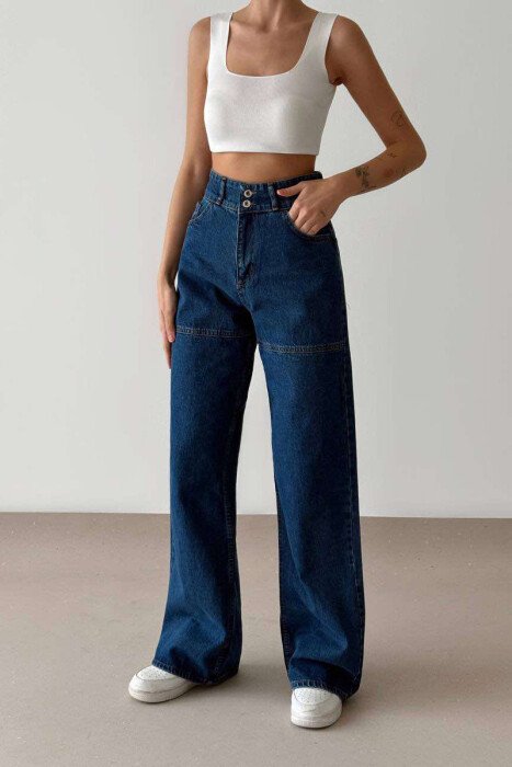 XHINSE TË GJERA PËR FEMRA NË NGJYRËN BLU - KLAUDIO FASHION