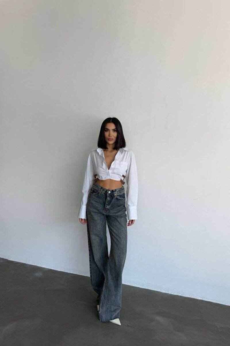 WIDE LEG ONE COLOR WOMEN JEANS BLUE/BLU - 1