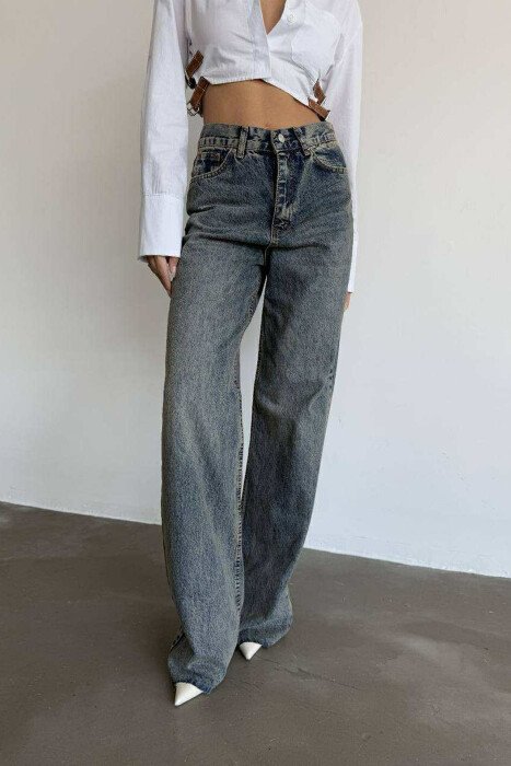WIDE LEG ONE COLOR WOMEN JEANS BLUE/BLU - 3