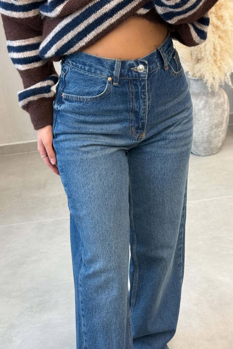 WIDE LEG ONE COLOR WOMEN JEANS STEELBLUE/BLU CELIKU - 4