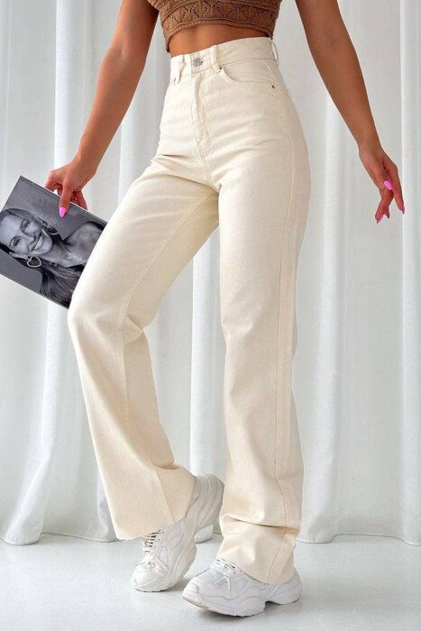 WIDE LEG ONE COLOR WOMEN JEANS WHITE-E BARDHE - 2