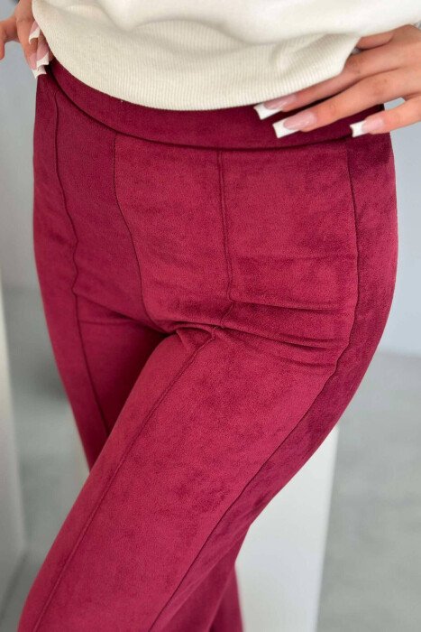 WIDE LEG ONE COLOR WOMEN LEGGING BURGUNDY/VISHNJE - 3