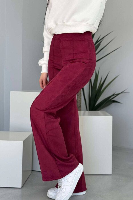 WIDE LEG ONE COLOR WOMEN LEGGING BURGUNDY/VISHNJE - 4