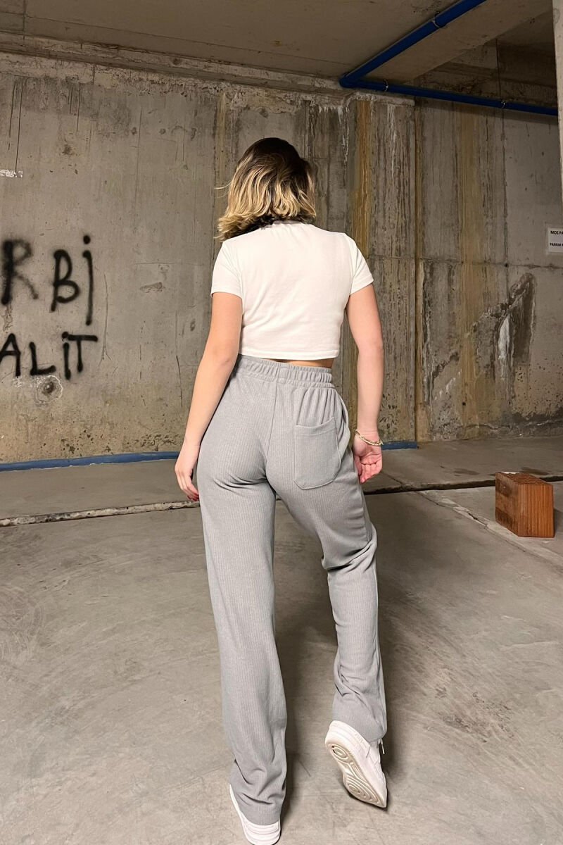 WIDE LEG ONE COLOR WOMEN SWEATPANTS GREY/GRI - 4