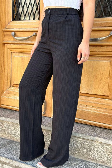 WIDE LEG ONE COLOR WOMEN TROUSER BLACK/ E ZEZE - KLAUDIO FASHION
