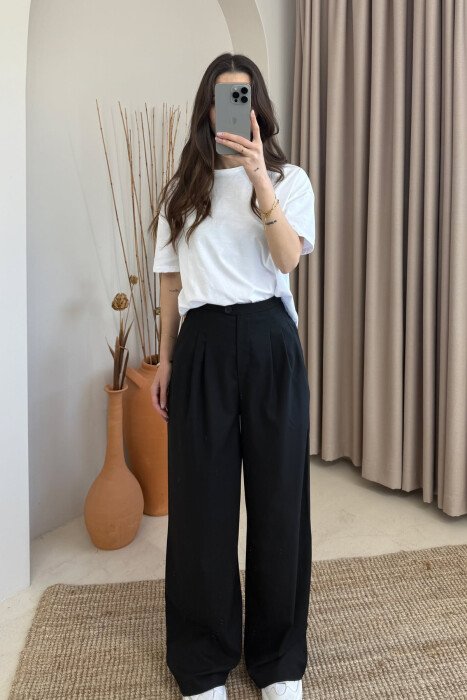 PANTALLONA NJË NGJYRËSHE TË GJËRA PËR FEMRA NË NGJYRË E ZEZË - KLAUDIO FASHION