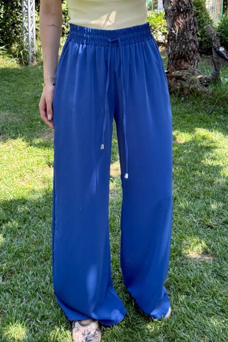 WIDE LEG ONE COLOR WOMEN TROUSERS BLUE/BLU - 3