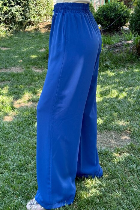 WIDE LEG ONE COLOR WOMEN TROUSERS BLUE/BLU - 4