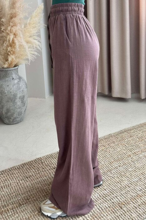 WIDE LEG ONE COLOR WOMEN TROUSERS BROWN/KAFE - 4