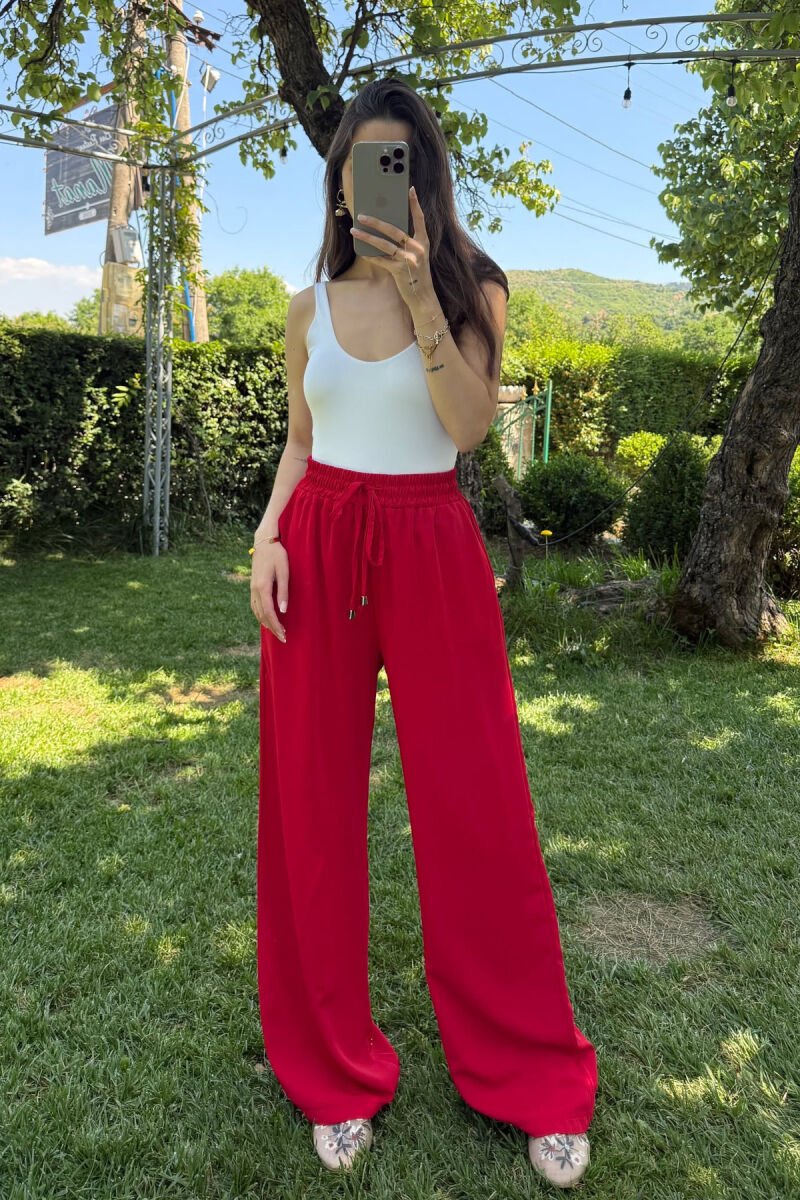 WIDE LEG ONE COLOR WOMEN TROUSERS RED/E KUQE - 3