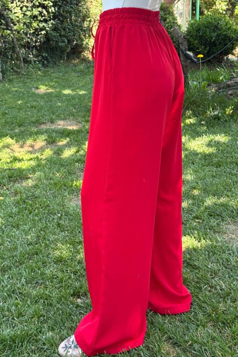 WIDE LEG ONE COLOR WOMEN TROUSERS RED/E KUQE - 5