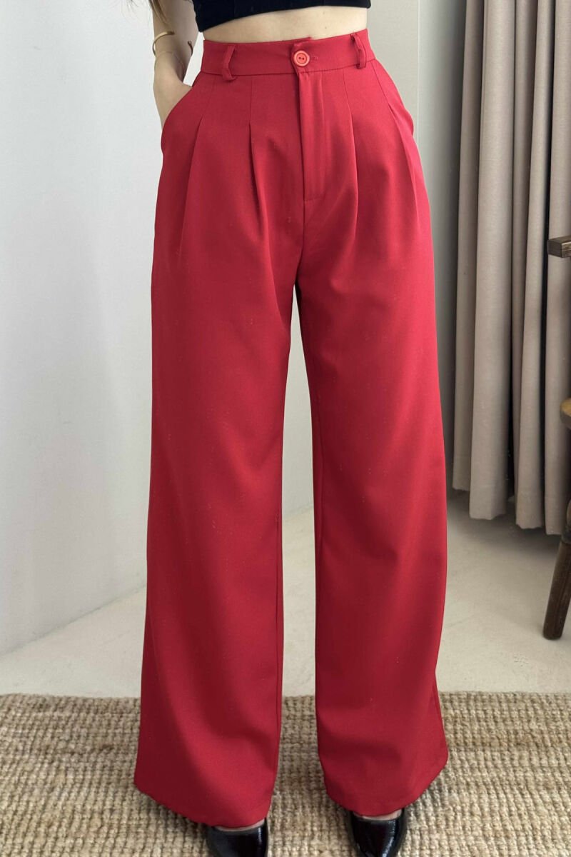 WIDE LEG ONE COLOR WOMEN TROUSERS RED/E KUQE - 9
