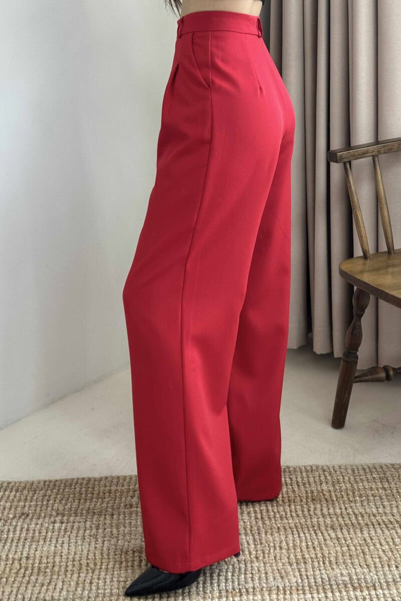 WIDE LEG ONE COLOR WOMEN TROUSERS RED/E KUQE - 10