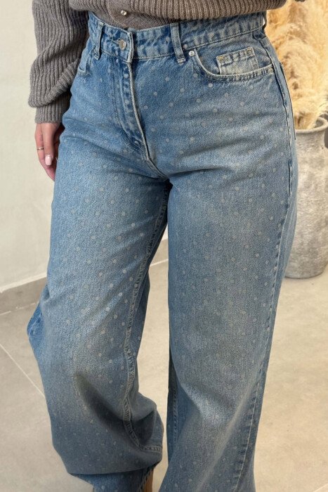 WIDE LEG POLKA DOTS WOMAN JEANS LIGHTBLUE/BZ - 2