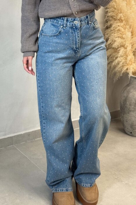 WIDE LEG POLKA DOTS WOMAN JEANS LIGHTBLUE/BZ - 4