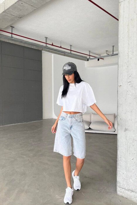 WIDE LEG SHORT WOMEN JEANS LIGHTBLUE/BZ - 2