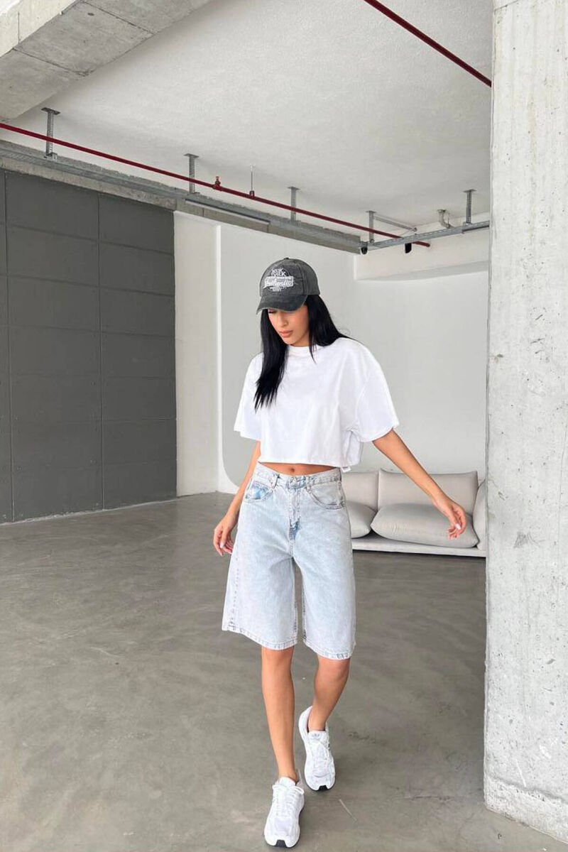 WIDE LEG SHORT WOMEN JEANS LIGHTBLUE/BZ - 2