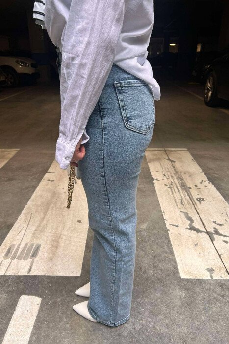 WIDE LEG SIMPLE ONE COLOR WOMAN JEANS LIGHTBLUE/BZ - 10