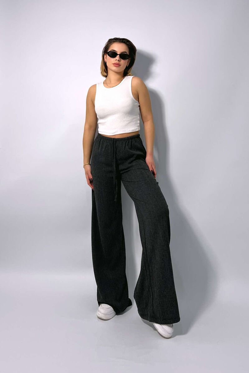 WIDE LEG ONE COLOR WOMEN SWEATPANTS DARK GREY/GEE - 3