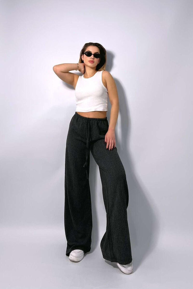 WIDE LEG ONE COLOR WOMEN SWEATPANTS DARK GREY/GEE - 4