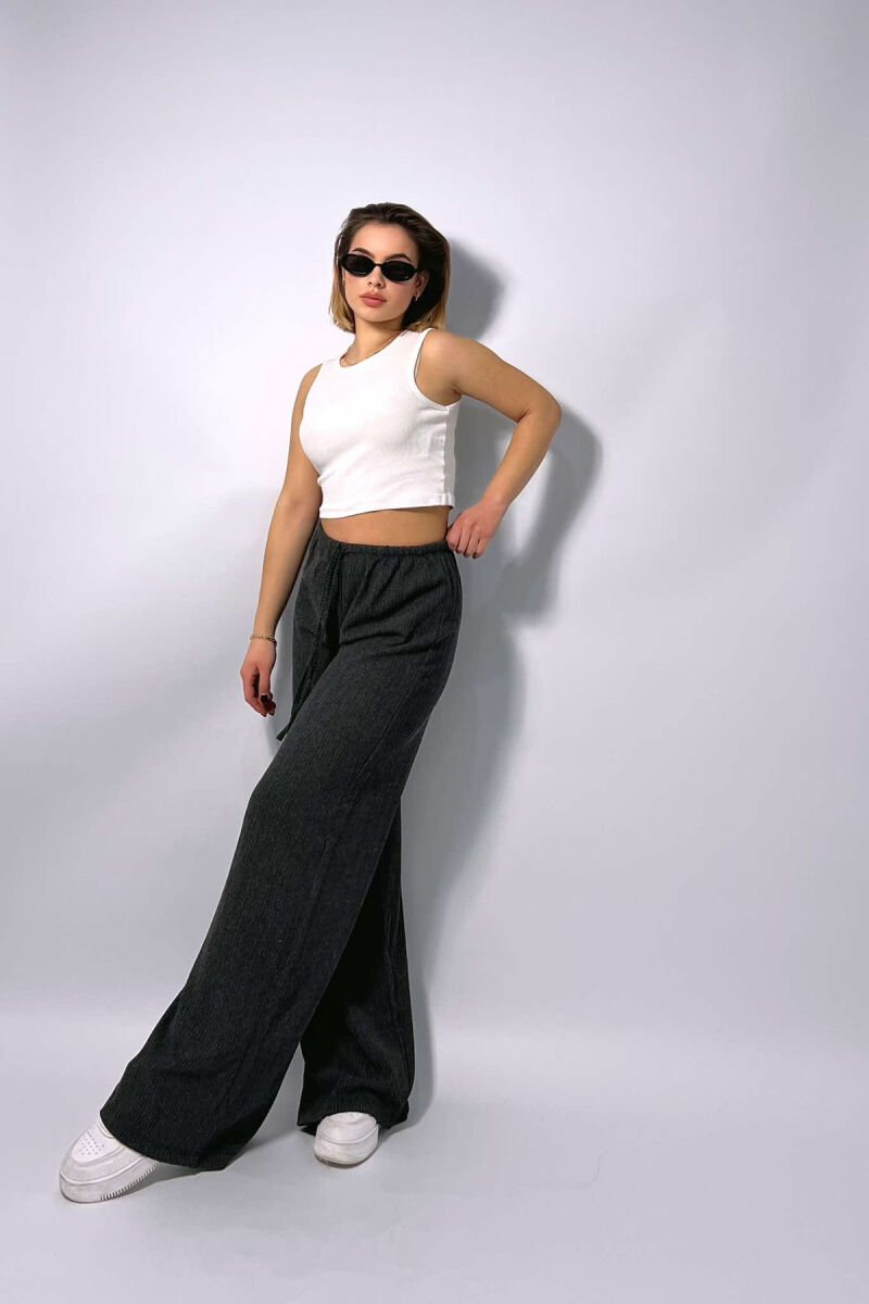 WIDE LEG ONE COLOR WOMEN SWEATPANTS DARK GREY/GEE - 5