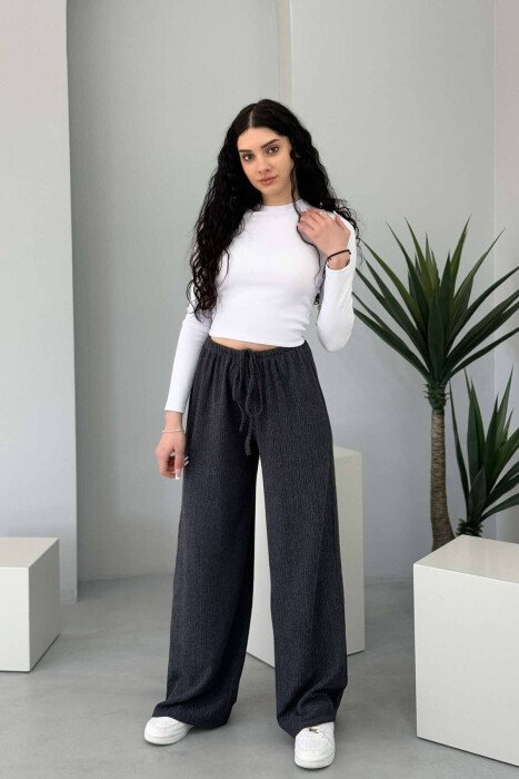 WIDE LEG ONE COLOR WOMEN SWEATPANTS GREY/GRI - 1