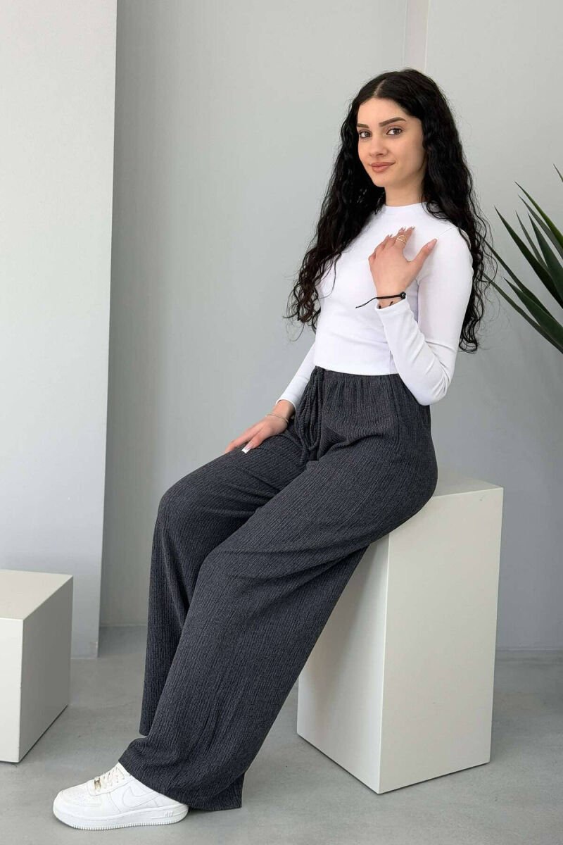 WIDE LEG ONE COLOR WOMEN SWEATPANTS GREY/GRI - 4