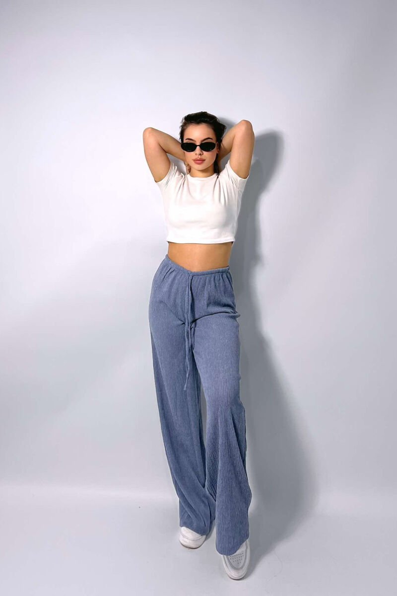 WIDE LEG ONE COLOR WOMEN SWEATPANTS LIGHTBLUE/BZ - 1
