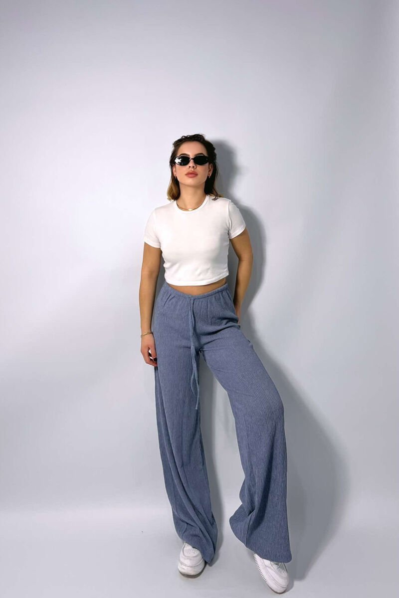 WIDE LEG ONE COLOR WOMEN SWEATPANTS LIGHTBLUE/BZ - 4