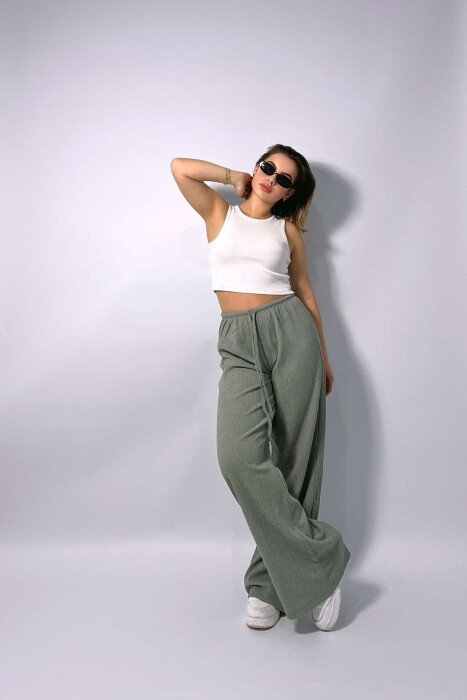 WIDE LEG ONE COLOR WOMEN SWEATPANTS MINT/MENTE - 2