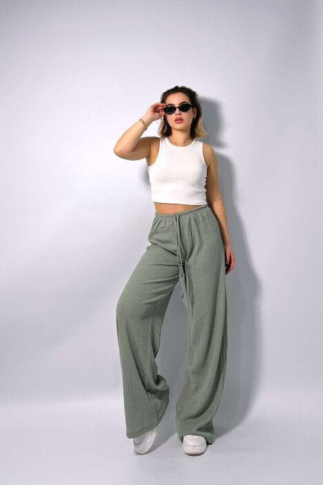 WIDE LEG ONE COLOR WOMEN SWEATPANTS MINT/MENTE - 5