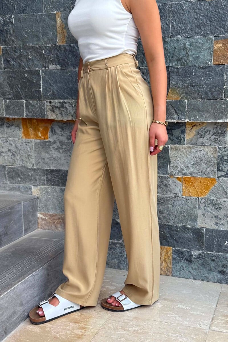 WIDE LEG SIMPLE WOMAN TROUSERS BEIGE/BEZHE - 2